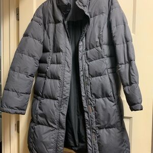 Garnet Hill Women's Charcoal Down Puffer Jacket